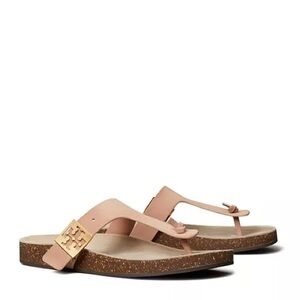 Tory Burch Mellow Thong Sandals Size 10 Blush Pink Sandals with Gold Accent